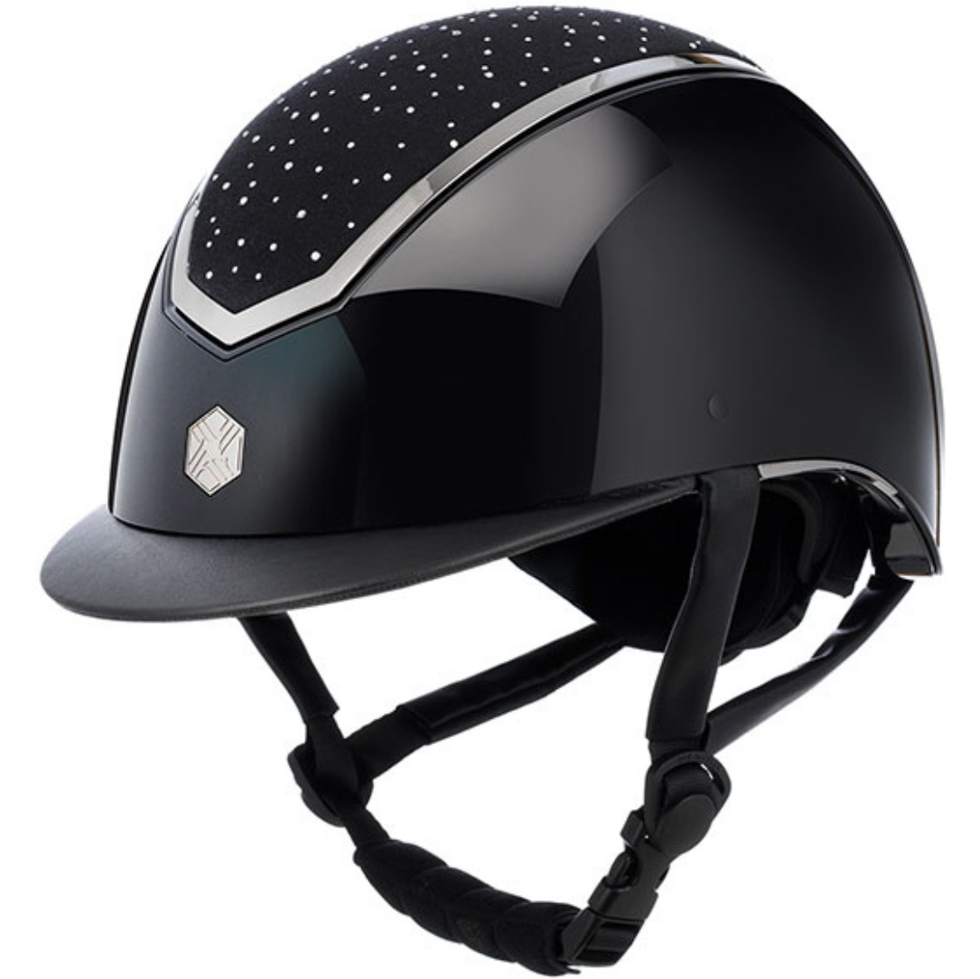 2024 Charles Owen Kylo Cristal Standard Peak Équitation Casque KYLOC - Black Gloss / Chrome